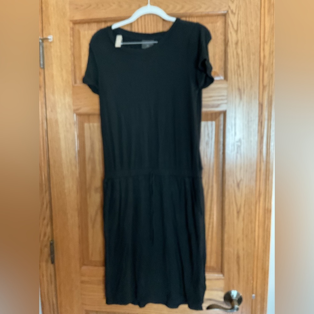 Women’s 32 degrees Cool Black Short-Sleeve Drawstring Waist Dress small